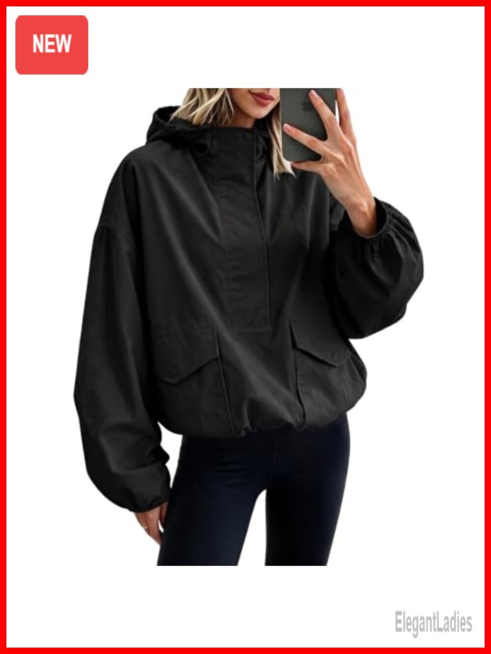 Womens Windbreaker Hooded Half Zip Lightweight Hiking Jacket